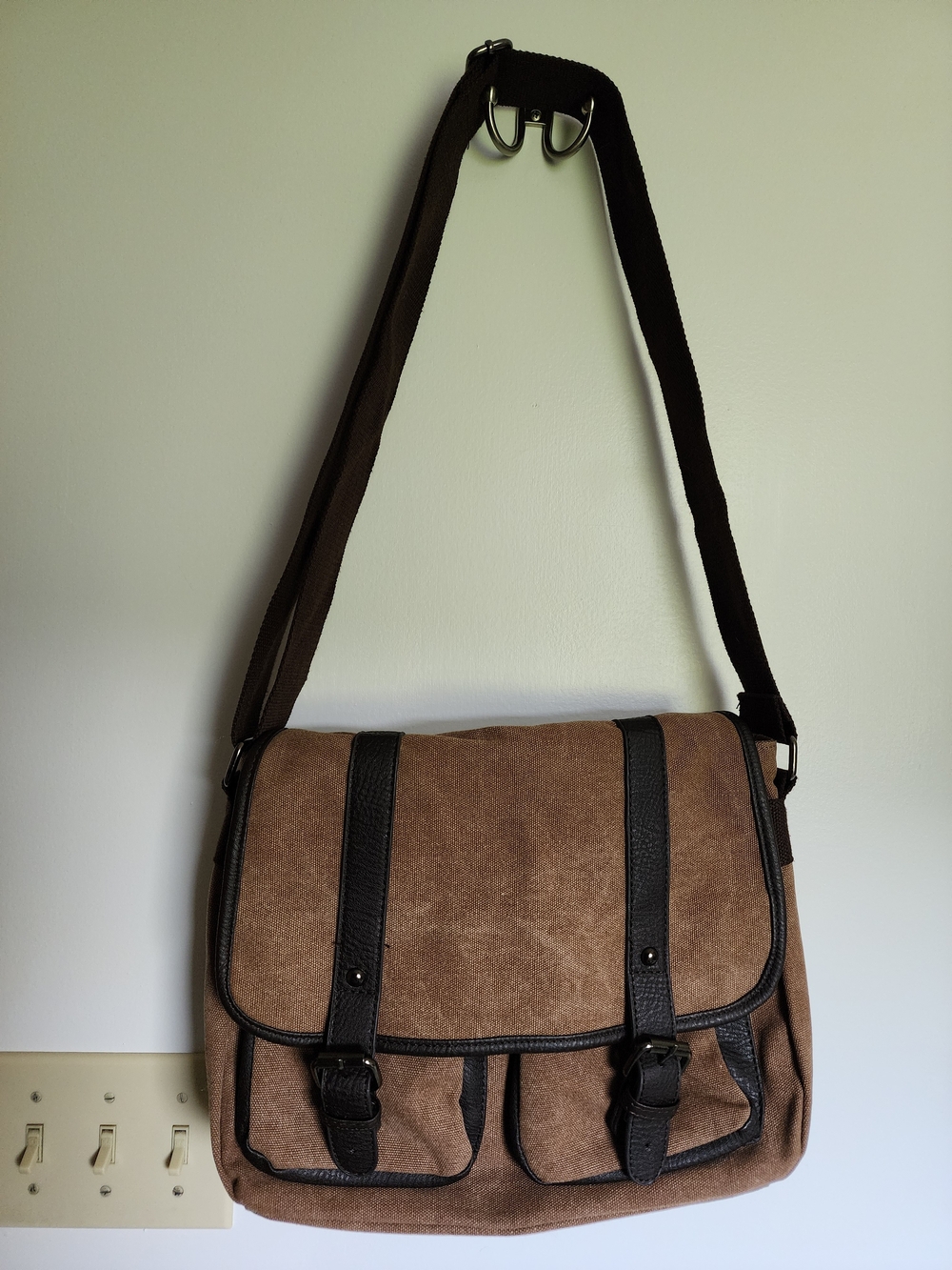 Brown Canvas Messenger Bag